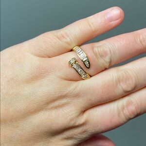 Goldoro Gold Plated Baguette Nail Ring Adjustable